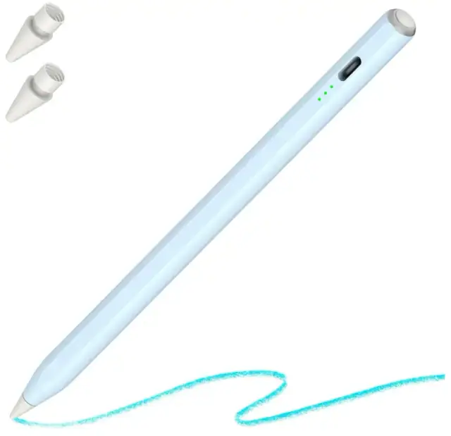 Light blue rechargeable OASO active iPad stylus with replacement nibs