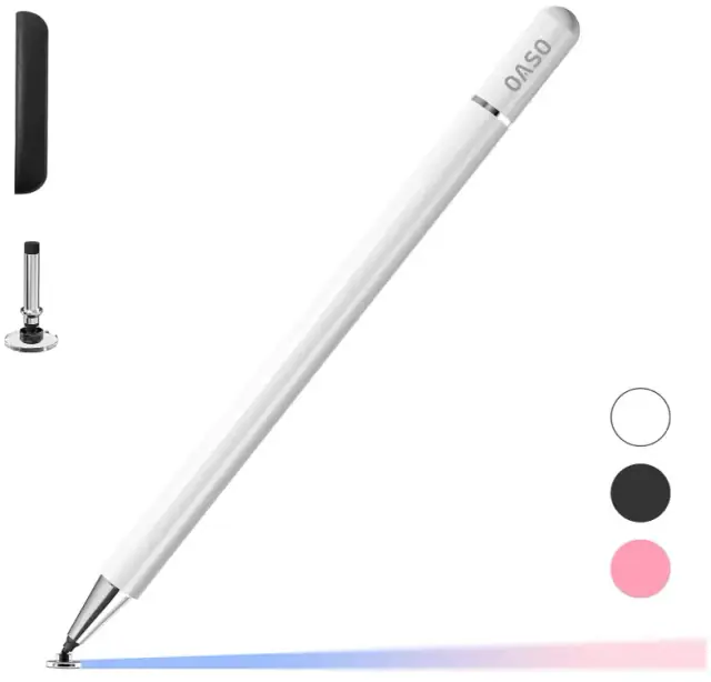 White OASO passive disc-tip stylus with magnetic cap and replacement tip